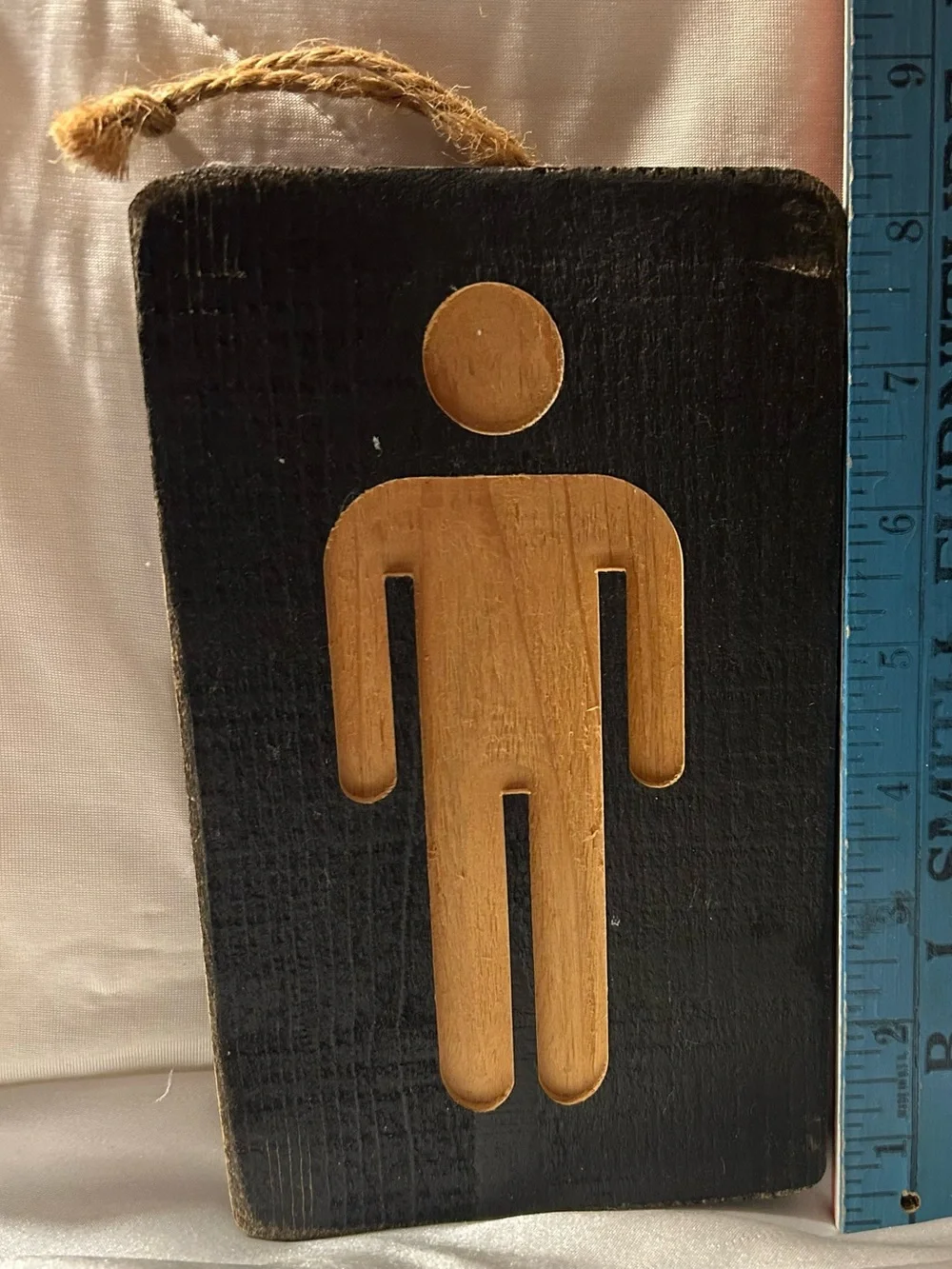 Unbranded Black and Natural Wood Bathroom Silhouette Wall Plaques